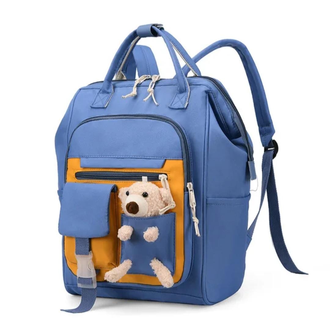 Baby bag pack| bear pocket blue