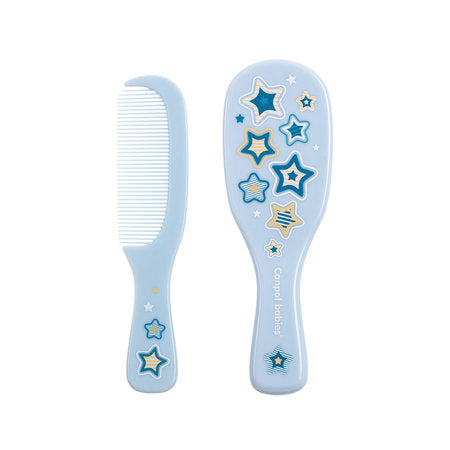 Baby Brush with Comb „Newborn Baby” (soft, natural hair) - blue