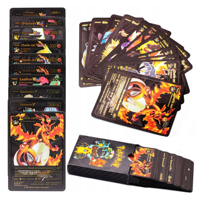 golden pokemon cards 55 pcs 55 Pcs Pokemon Black Gold Foil Cards Anime Cartoon Pokemon English Ver – Cubby.pk