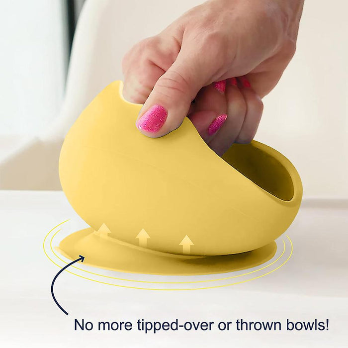 Silicone Bowl with Spoon & Fork - Neon Yellow
