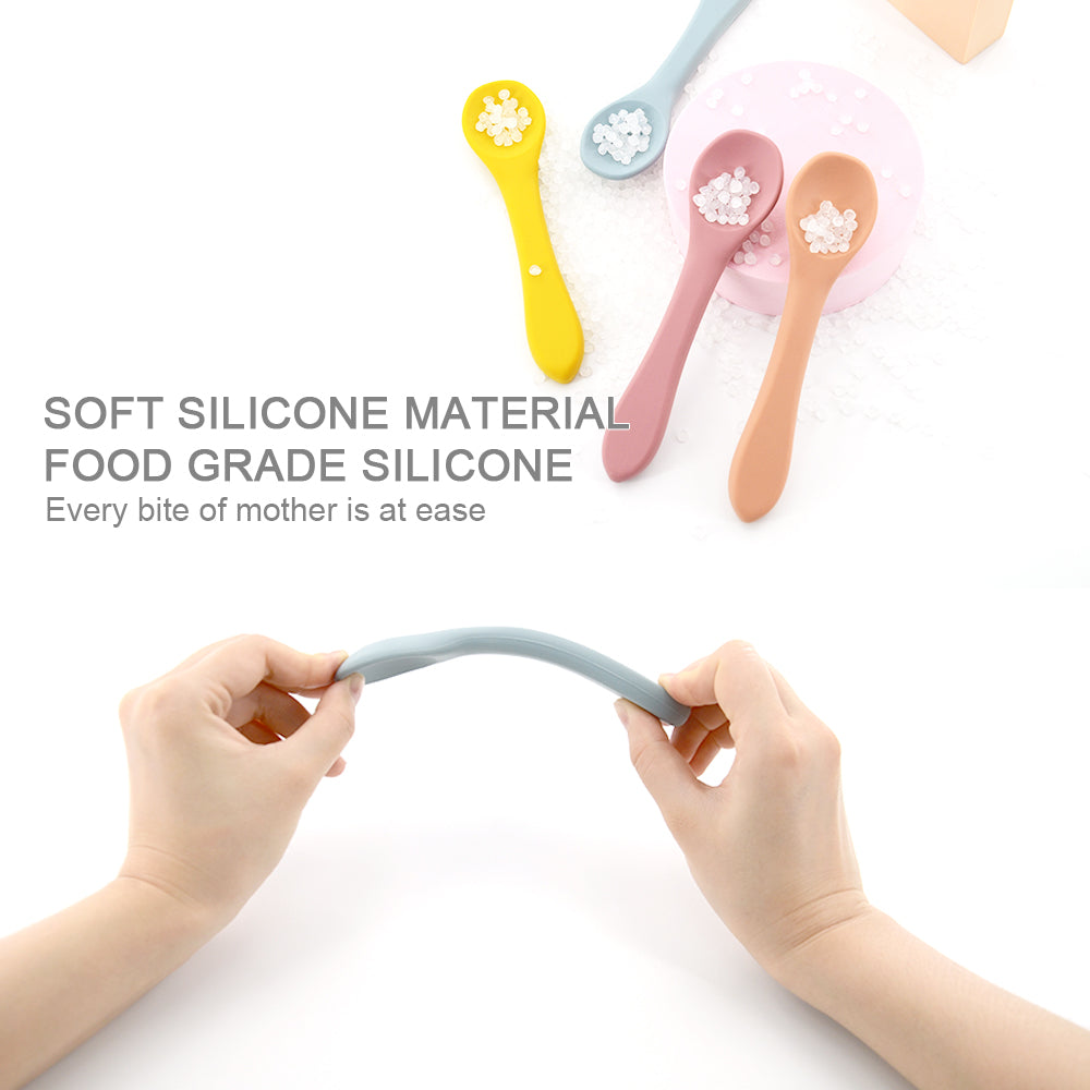 Silicone Suction bowl and bib with spoon and fork - Beige