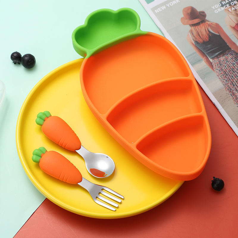 Silicone Plate With Built in Mat Silicone Feeding Suction Plate Set