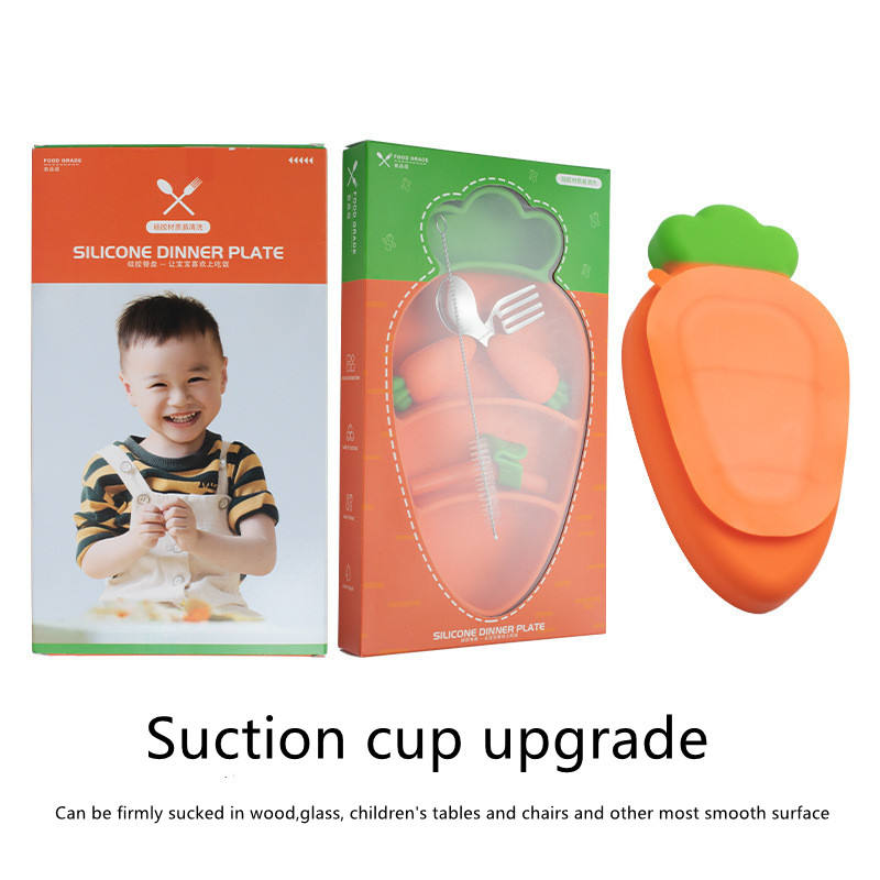 Silicone Plate With Built in Mat Silicone Feeding Suction Plate Set