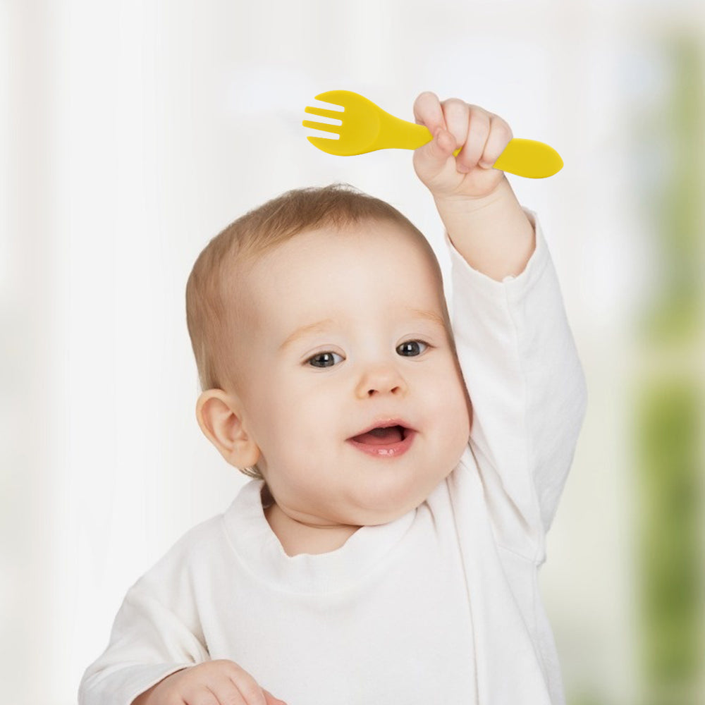 Silicone Suction bowl and bib with spoon and fork - Grey