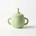 Silicone Training Cup with Straw - Green