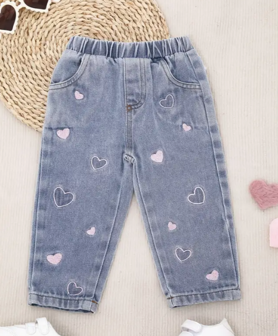 Heart Embroidered Jeans