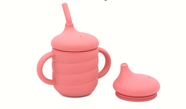 Silicone sippy / beaker cup - dark pink