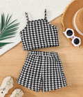 2pcs Girls' Casual Shorts Set, Geometric Lightning Print