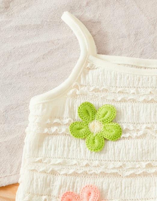 Top with Floral Embroidery and Wide-Leg Pants