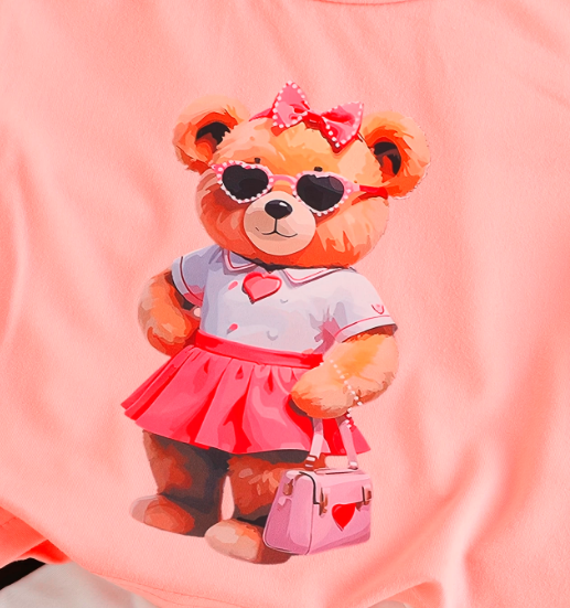 Adorable Girls' Cartoon Bear T-Shirt