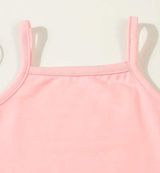 3pcs Girls' Shorts Set with Triangle Romper