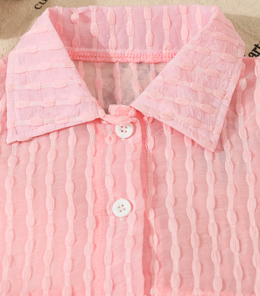 3pcs Girls' Shorts Set with Triangle Romper
