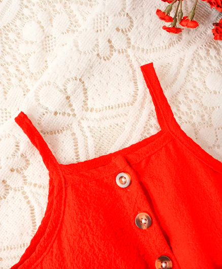 Bubble Wrinkled Fabric Rompers with Straps for Baby