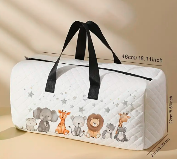 Chic Cartoon Animal Print Travel Duffle Bag