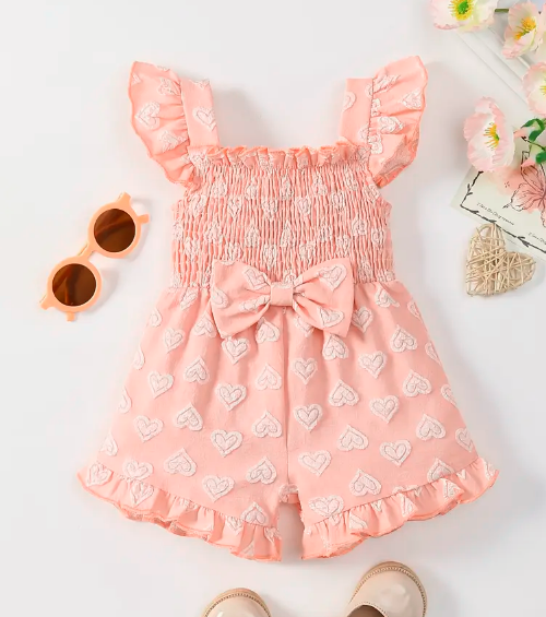 Girls' Romper with Bow Detail