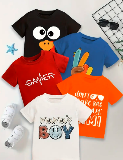 5-Pack Kids Summer T-Shirts Set