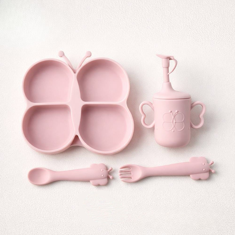 Silicone suction plate, Mug with spoon & fork  - Random