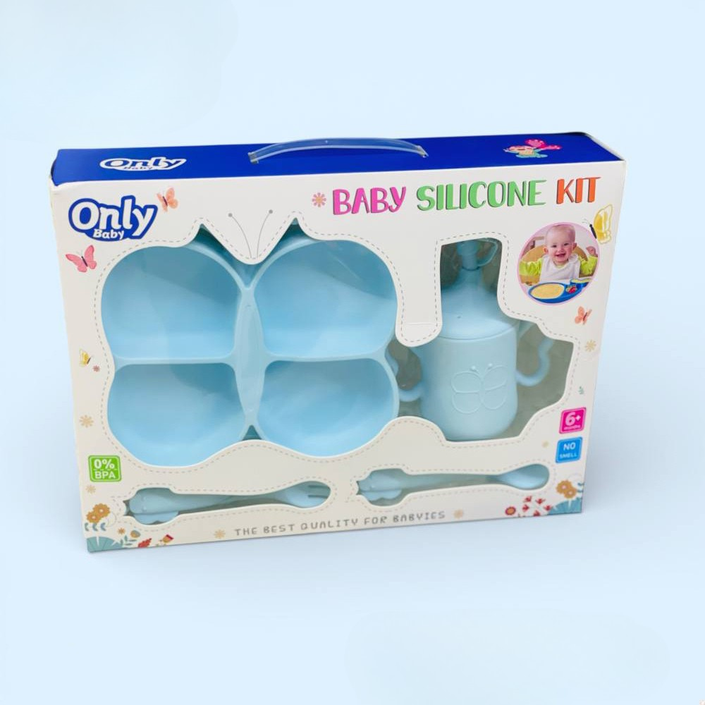 Silicone suction plate, Mug with spoon & fork  - Random