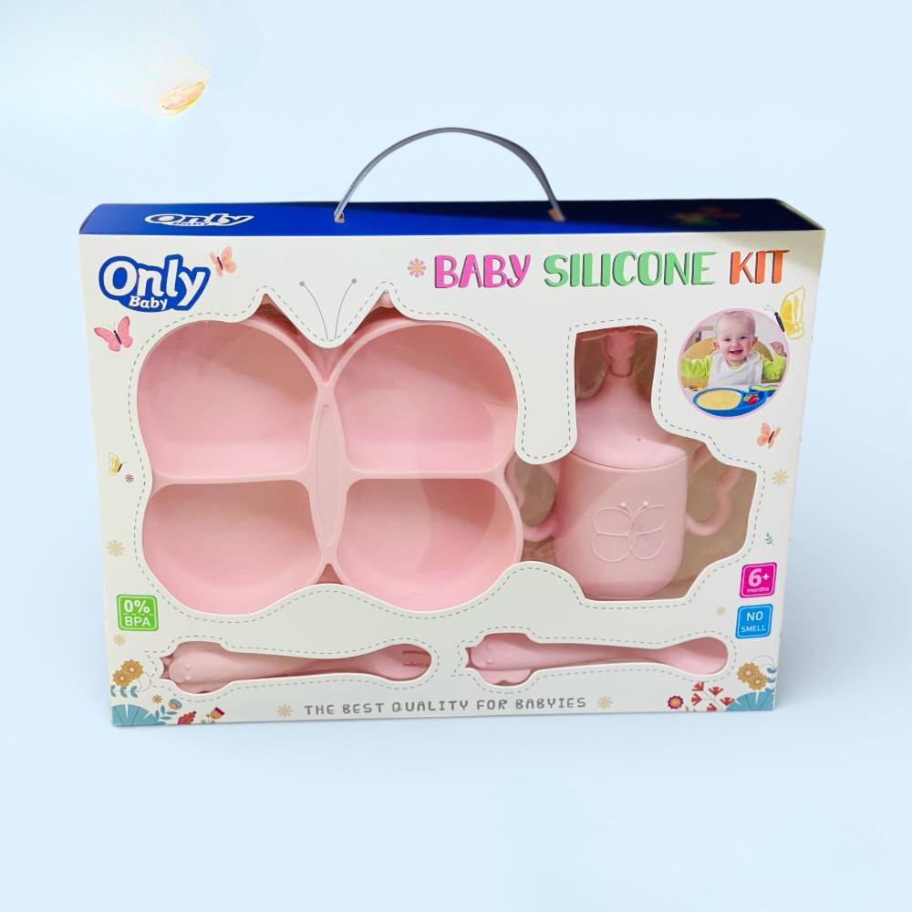 Silicone suction plate, Mug with spoon & fork  - Random