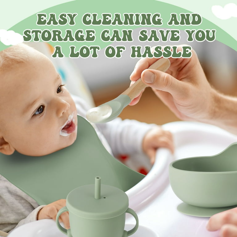 Silicone Suction Feeding Baby Set 5 Pieces - grey