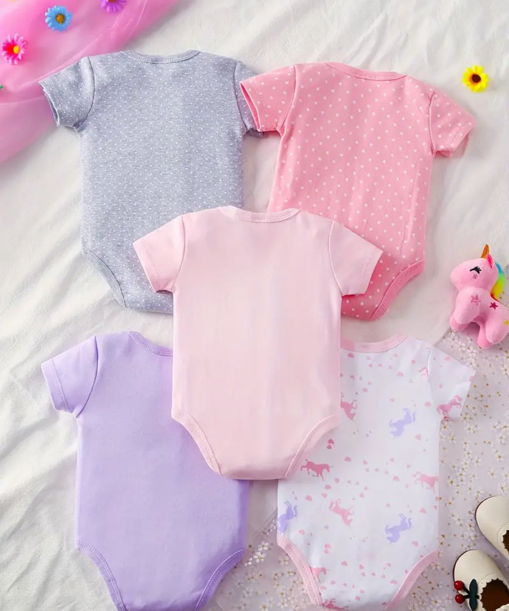 Baby Rompers - 5pcs Newborn Infant Baby Girl Bodysuit