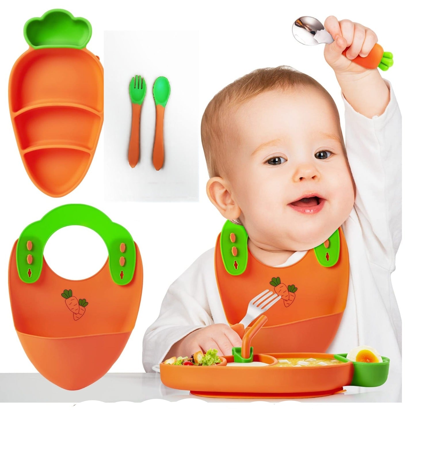 Silicone Plate With Built in Mat Silicone Feeding Suction Plate Set