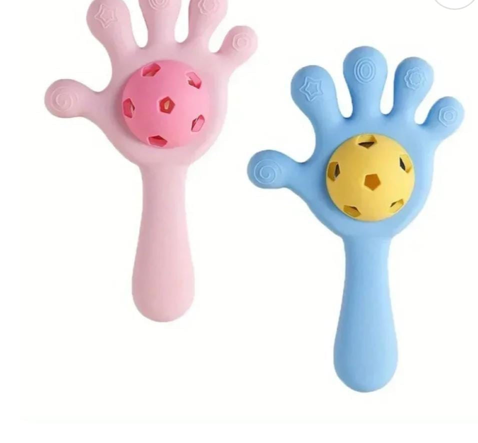 Teether with rattle