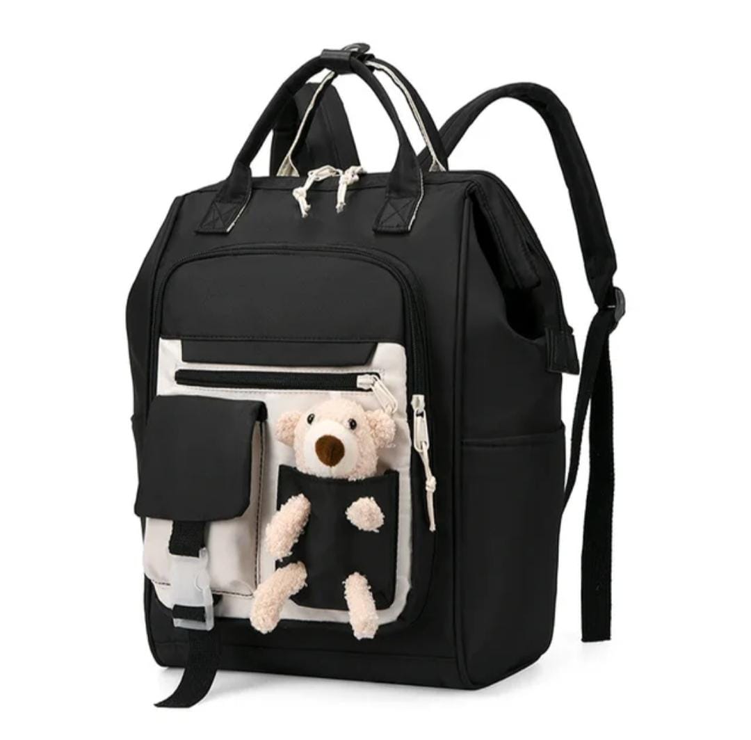 Baby bag pack| bear pocket black