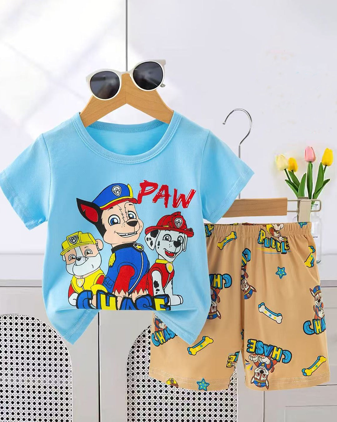 Kids Boys Girls 2Pcs Short Sleeve T-Shirt Shorts