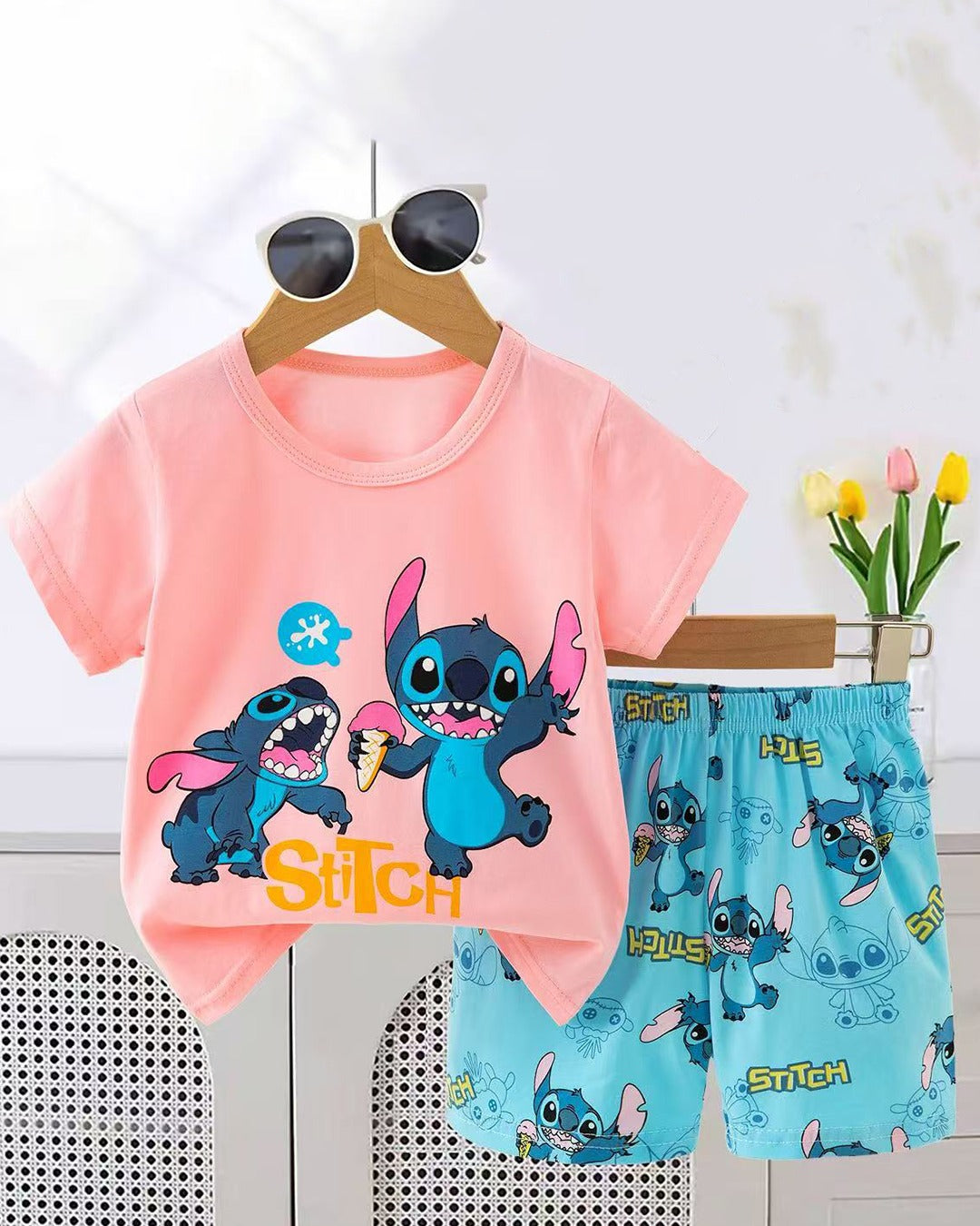 Kids Boys Girls 2Pcs Short Sleeve T-Shirt Shorts
