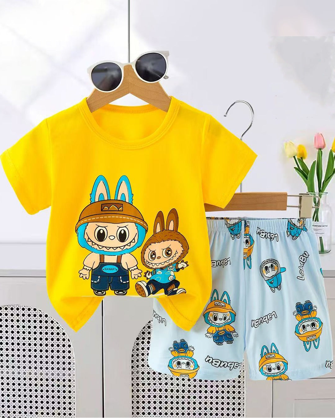 Kids Boys Girls 2Pcs Short Sleeve T-Shirt Shorts