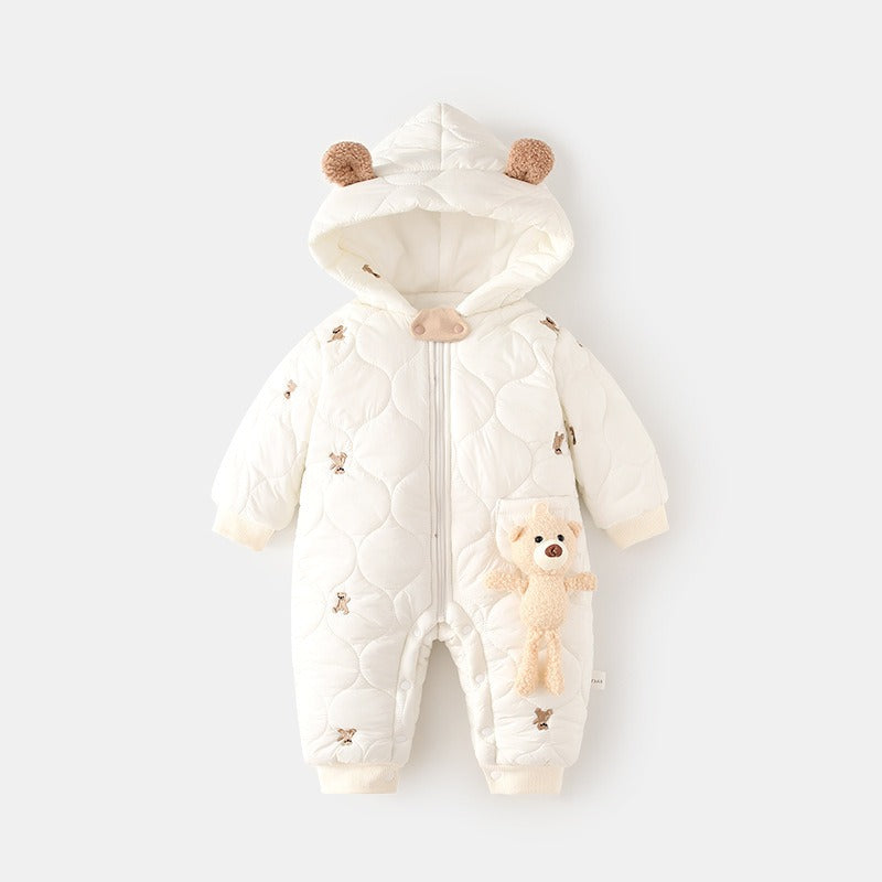 Winter Puffer Jacket White teddy bear