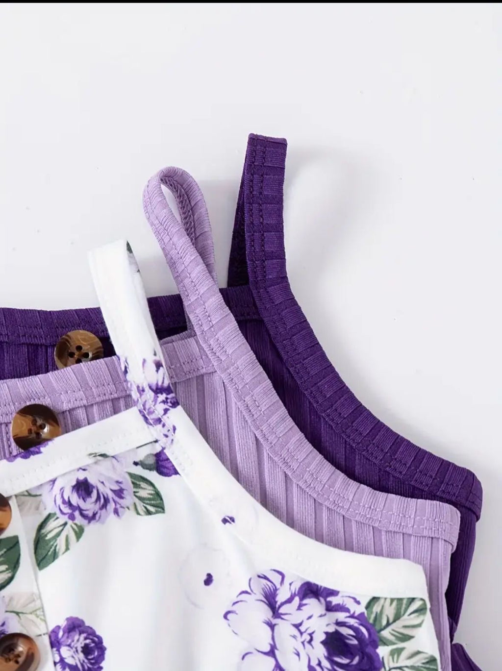 Baby's Flower Print and Solid color ribbed sleeveless dress, infant & toddler