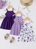 Baby's Flower Print and Solid color ribbed sleeveless dress, infant & toddler