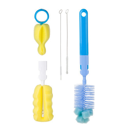 Bottle and teat brush set with changeable ending