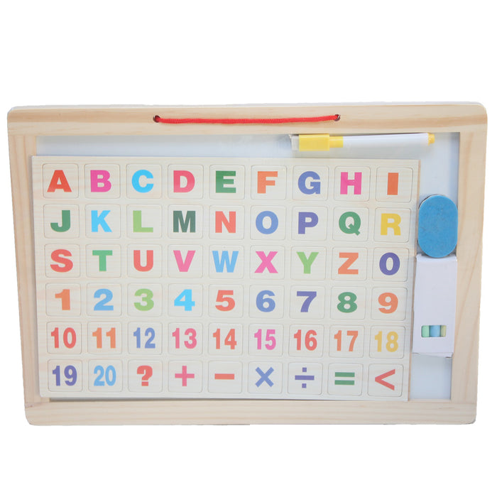 3 in 1 - Wooden Black & White Board With Magnetic Alphabets - Large
