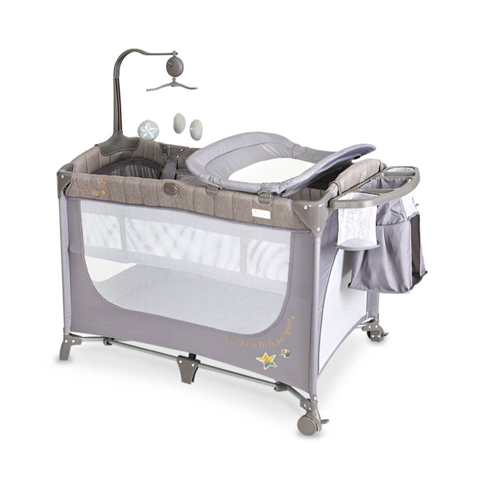 TINNIES DROP SIDE PLAY PEN-GREY