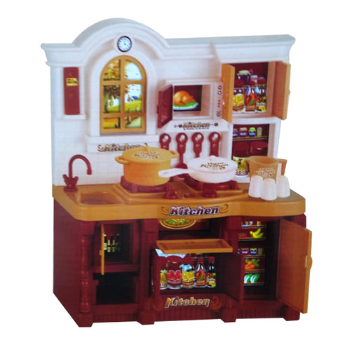 Classic Brown Country Kitchen Set with Light and Sound