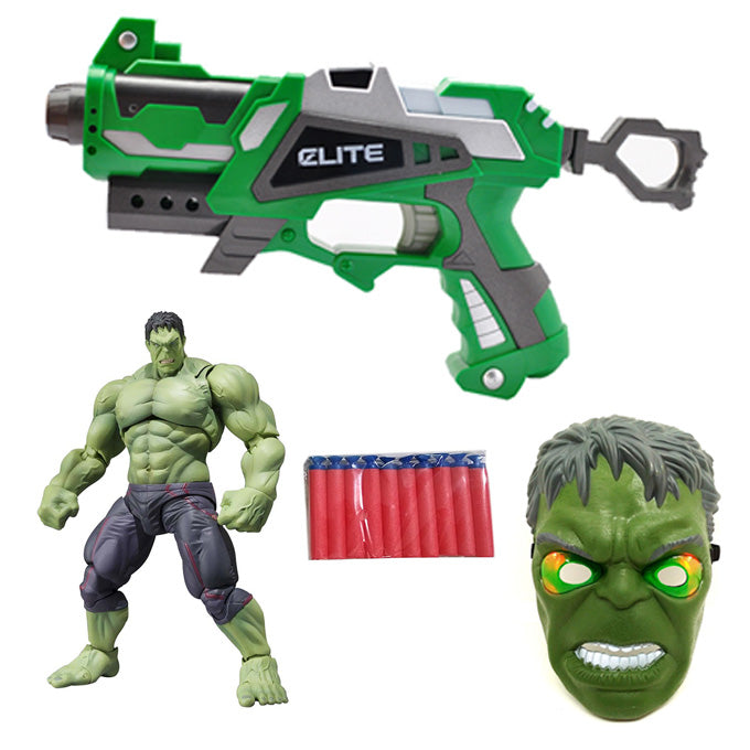 Avengers Hulk Mask with Action Figure & Nerf Gun Set