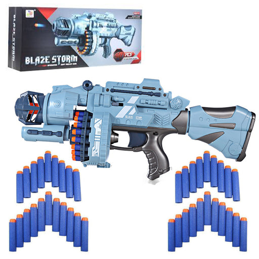 Blaze Storm - Monster Machine Nerf Gun with 20 Rounds Soft Bullet Darts Magazine - Battery Operated