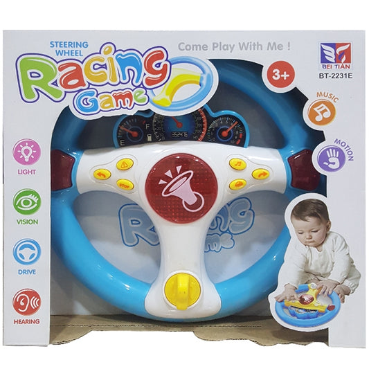 Baby Steering Wheel Racing Game Toy with Light &amp; Music Horn - 8 inches