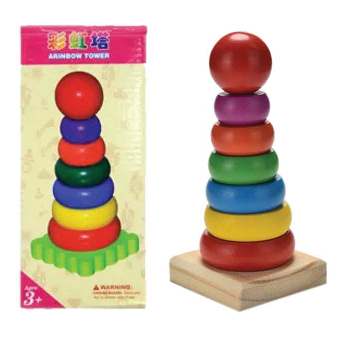 Wooden Stacking Arinbow Tower for Toddlers