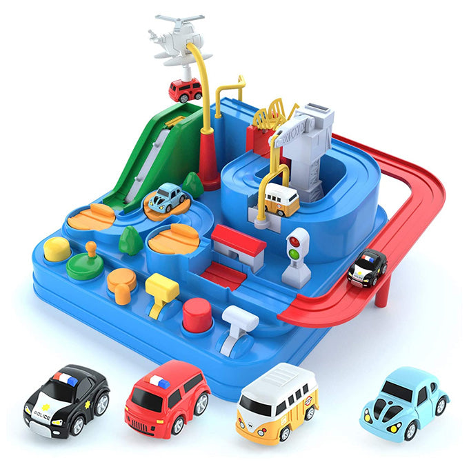 Educational Car Adventure Race Track Toy Parking Garage Set for Boys with 4 cars – 11 inches
