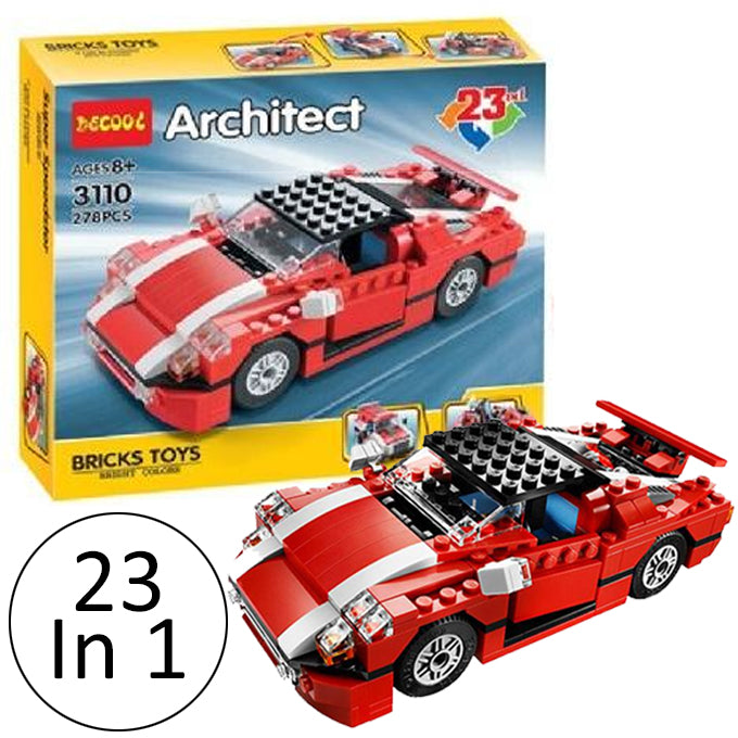 Architect Creator - 23 in 1 - Red Super Speedster Race Car Building Blocks Set - 3110