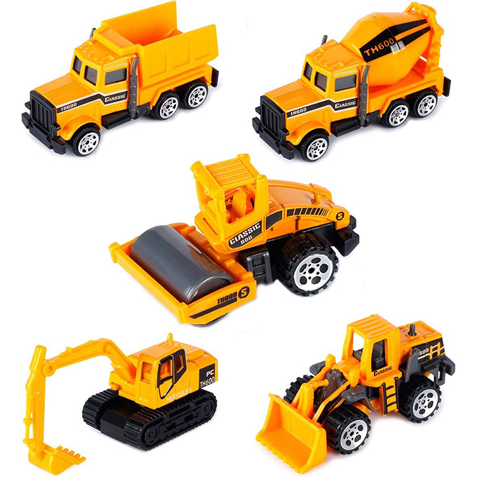 Pack of 5 Models Construction Trucks for 3 Year Old Boys Mini Engineering Models Play Vehicles Cars Toys Birthday Party Supplies Die Cast