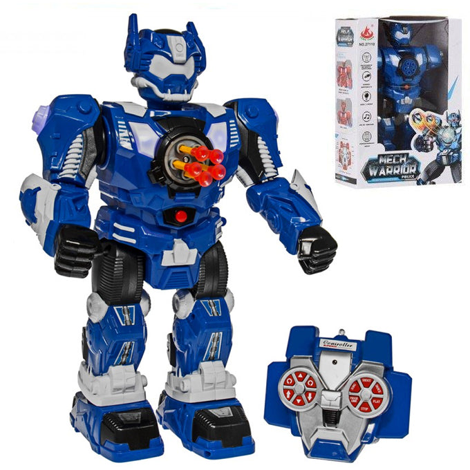 Mech Warrior Remote Control Police Robot Shooter - Blue
