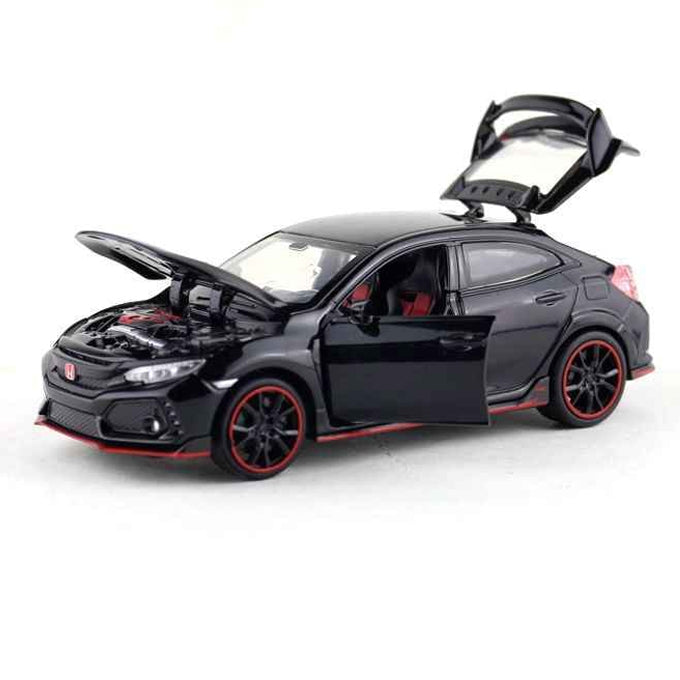 Honda Civic Type-R Racer Die Cast Scale Model Car - Black - 6 Inches ...