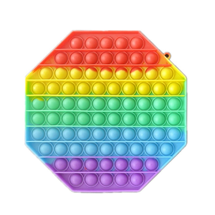 Big Size Push Pop-It Bubble Fidget Pop It Silicone Toy - 20 cm - Rainbow Octagon