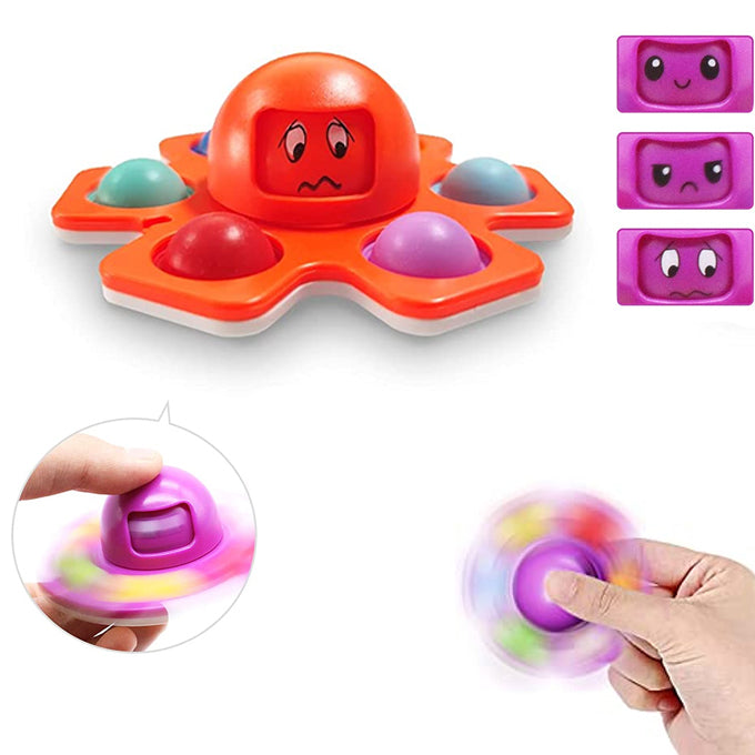 Face Changing Octopus Bubble Pop It Fidget Spinner Toy - Red Face Changing Octopus Bubble Pop It Fidget Spinner Toy - Red