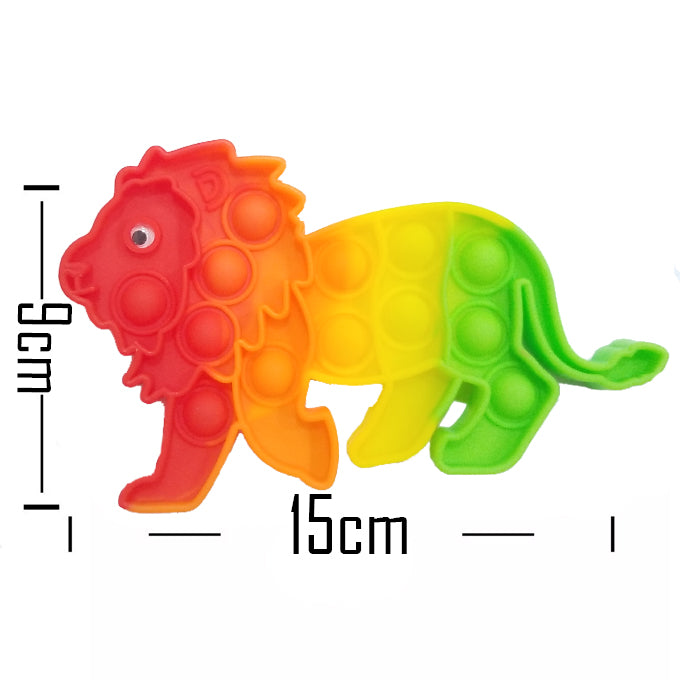 Push Pop Bubble Fidget Spinner Pop It Silicone Toy - 6 inches - Rainbow Lion